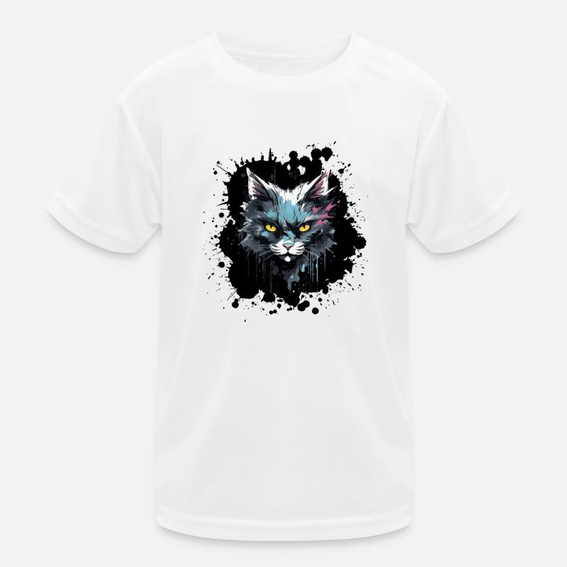 Cat's Head Neon Splash Kids Functional T-Shirt