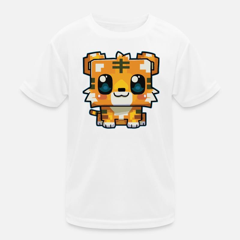 Cute Pixel Tiger Kawaii Kids Functional T-Shirt