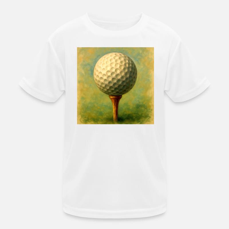 Golf ball in artistic board on tee - Kids Functional T-Shirt - white