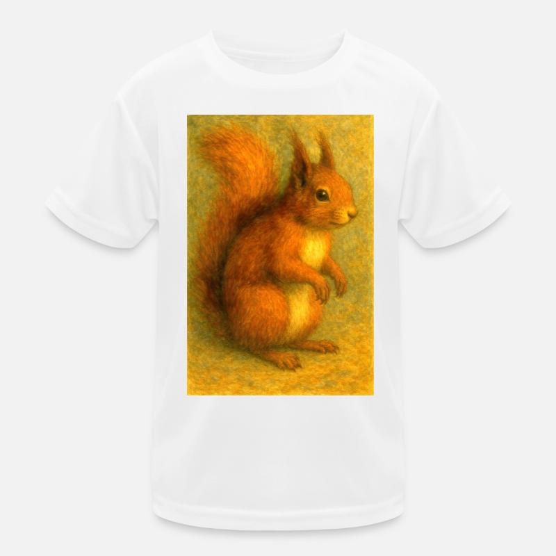 Rotes Eichhörnchen in klassischer Ölmalerei - Kinder Funktions-T-Shirt - Weiß