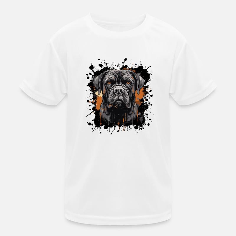 Farbklecks Bulldog Portrait Kinder Funktions-T-Shirt