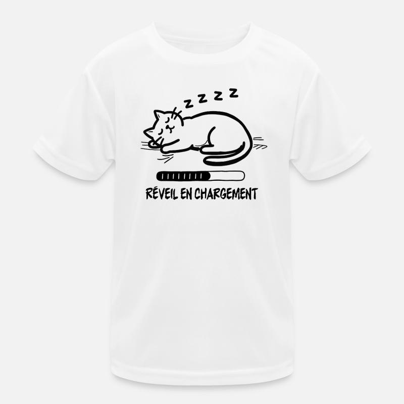 Sleeping cat, alarm clock charging Kids Functional T-Shirt