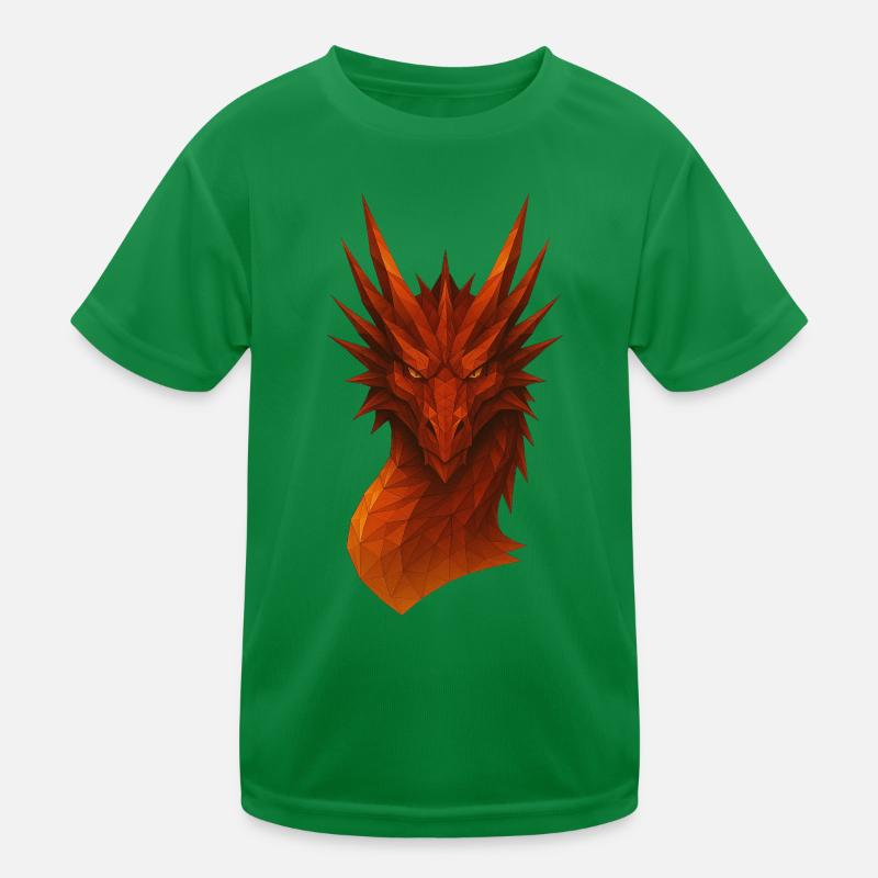 Flammender Lowpoly Drache Kinder Funktions-T-Shirt