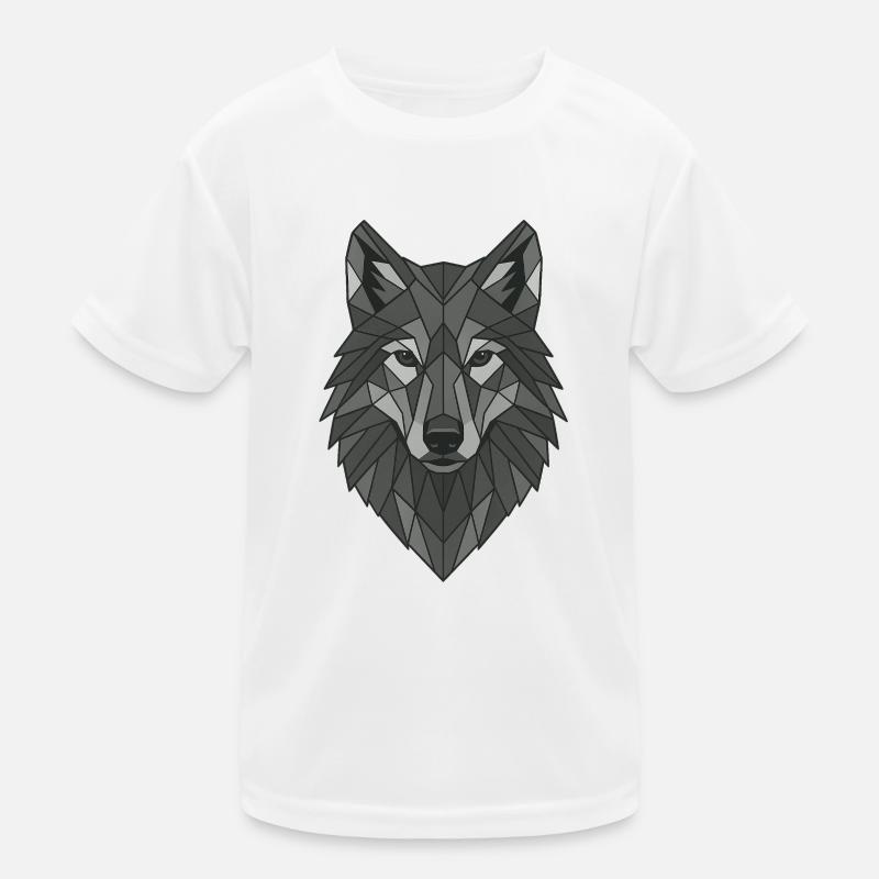 Geometrischer Grau-Wolfskopf Kinder Funktions-T-Shirt