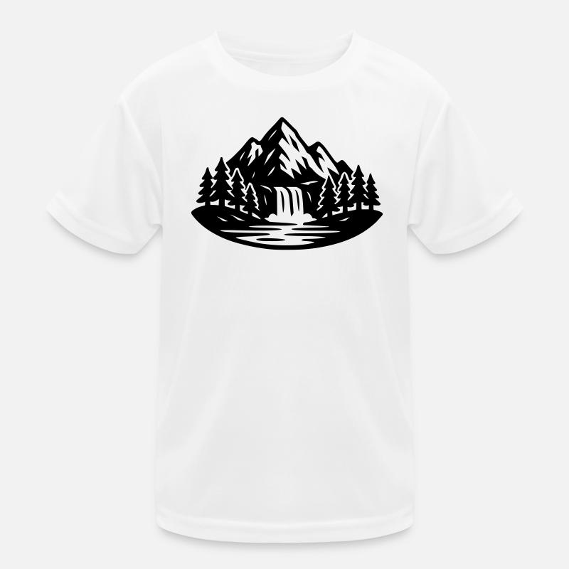 Mountains Landscape Forest Waterfall Kids Functional T-Shirt