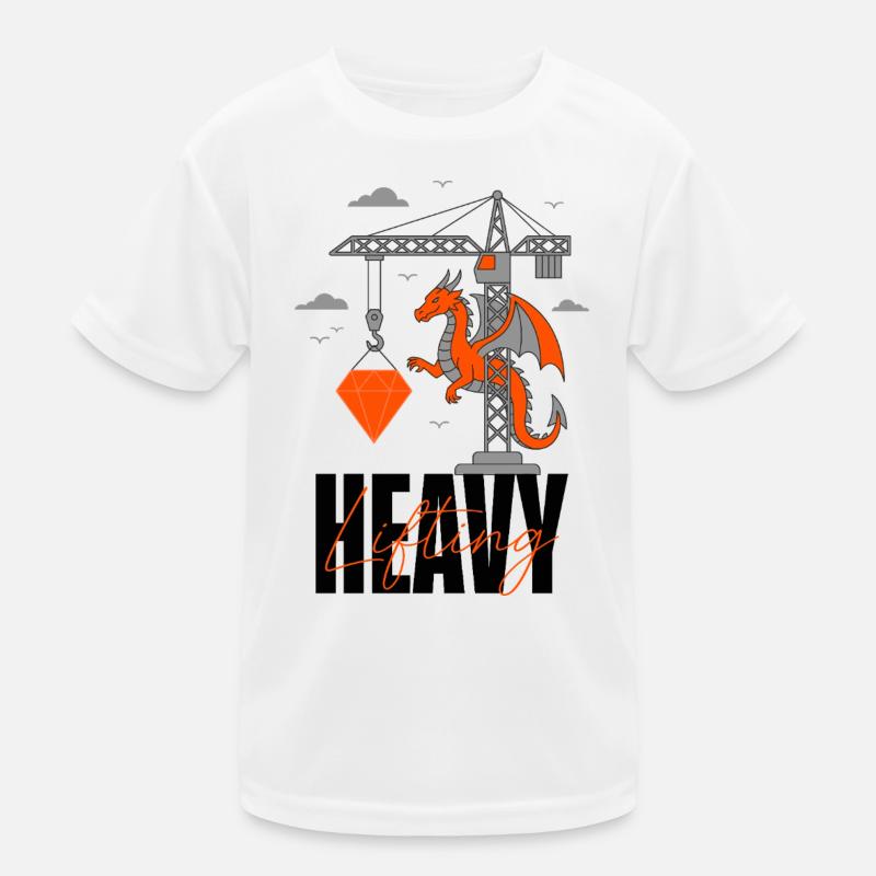 Heavy Lifting Dragon Crane Kids Functional T-Shirt