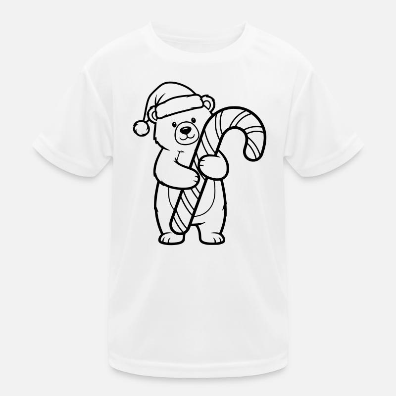 Petit ours de Noël mignon avec une canne d’orge d’orge T-shirt sport Enfant