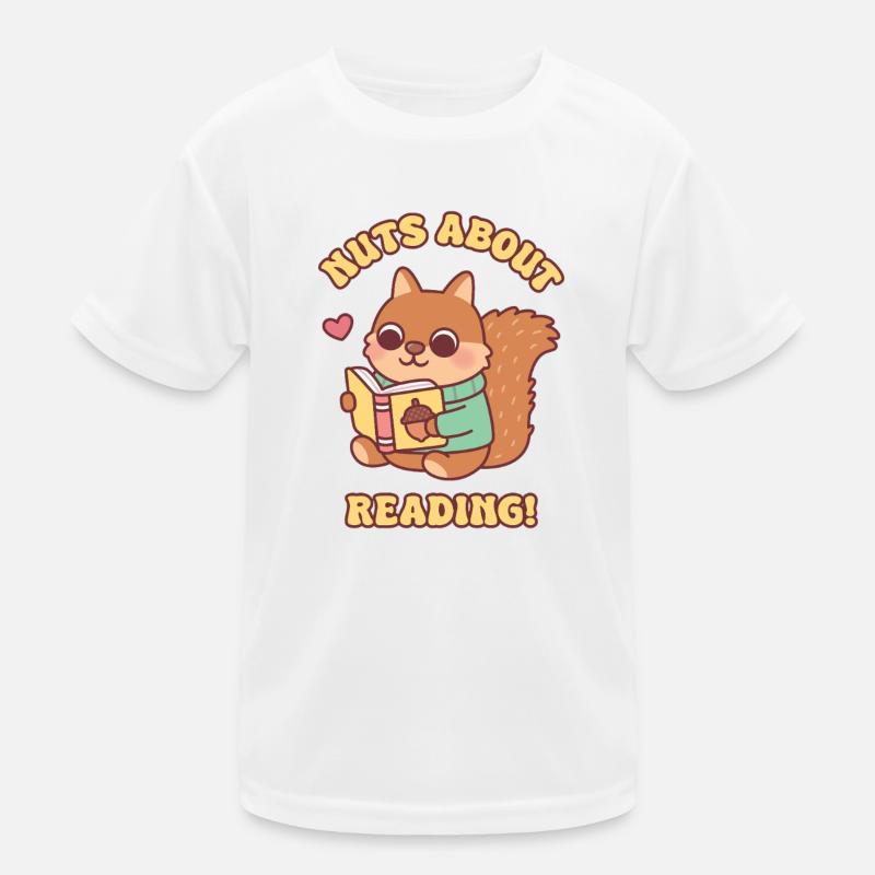 Süßes Eichhörnchen mit Buch-Nüssen über das Lesen von Wortspiel Kinder Funktions-T-Shirt
