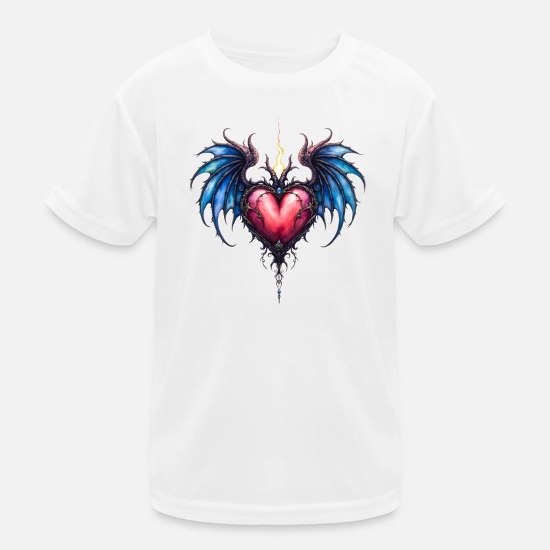 Cœur aux ailes de feu bleues T-shirt sport Enfant
