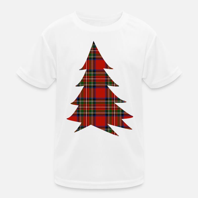 Scottish Red Tartan Tree Kids Functional T-Shirt