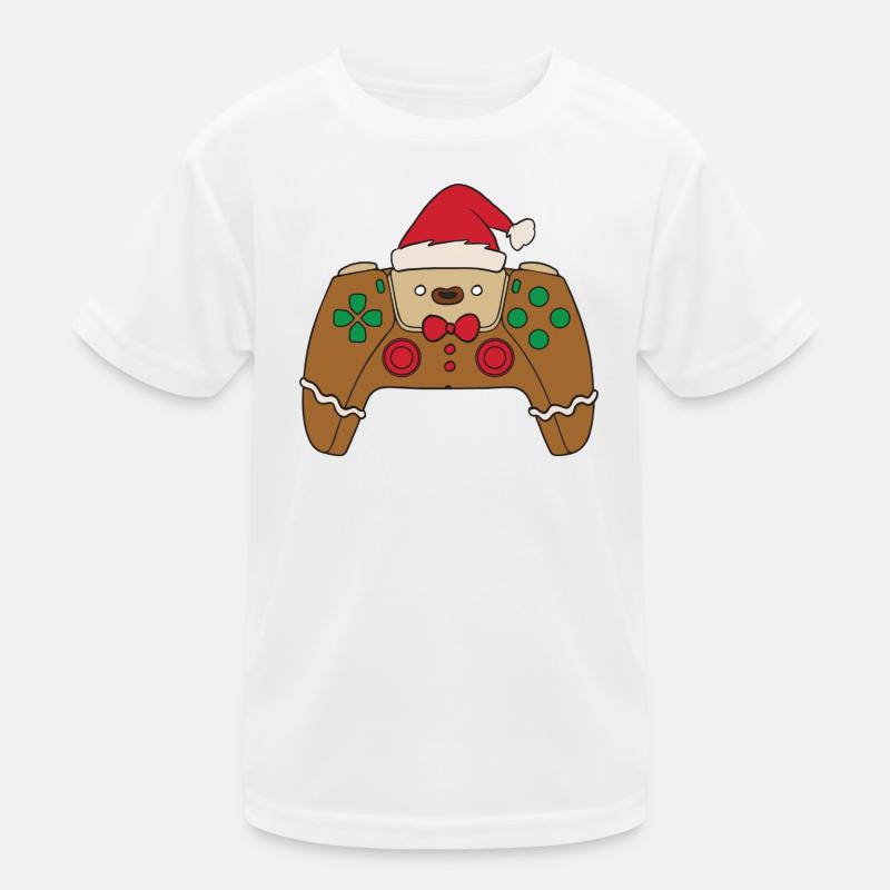 Gingerbread Video Game Controller Christmas Player Kids Functional T-Shirt