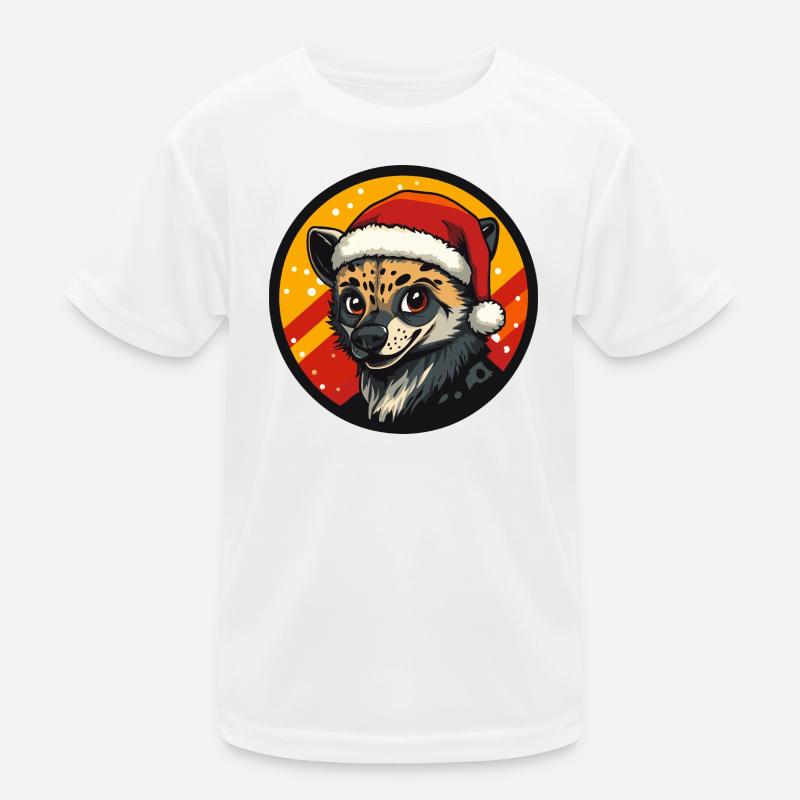 Winter Fox with Santa Hat Kids Functional T-Shirt