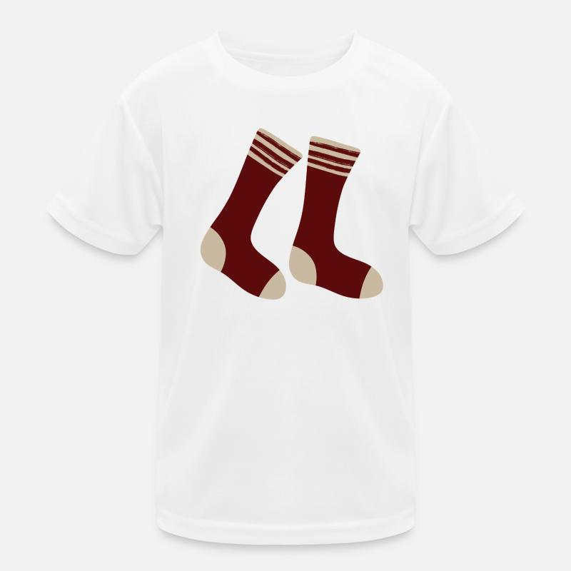 Maroon Striped Toe Socks Kids Functional T-Shirt