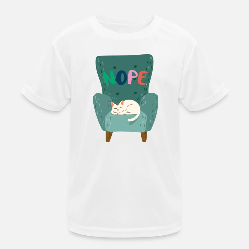 Cute Sleeping Cat with "NOPE" Lazy Mood Kids Functional T-Shirt