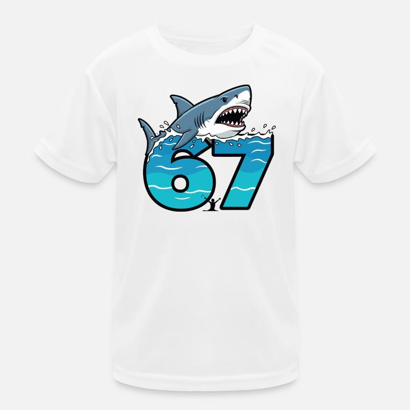 Un requin au-dessus d’une vague de 67 T-shirt sport Enfant