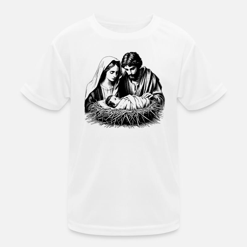 Weihnachtskrippe mit der Sagrada Familia - Kinder Funktions-T-Shirt - Weiß