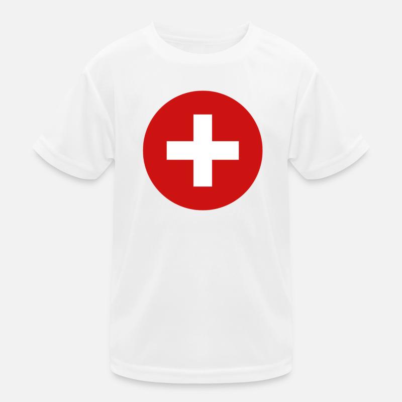 Manche du drapeau suisse T-shirt sport Enfant