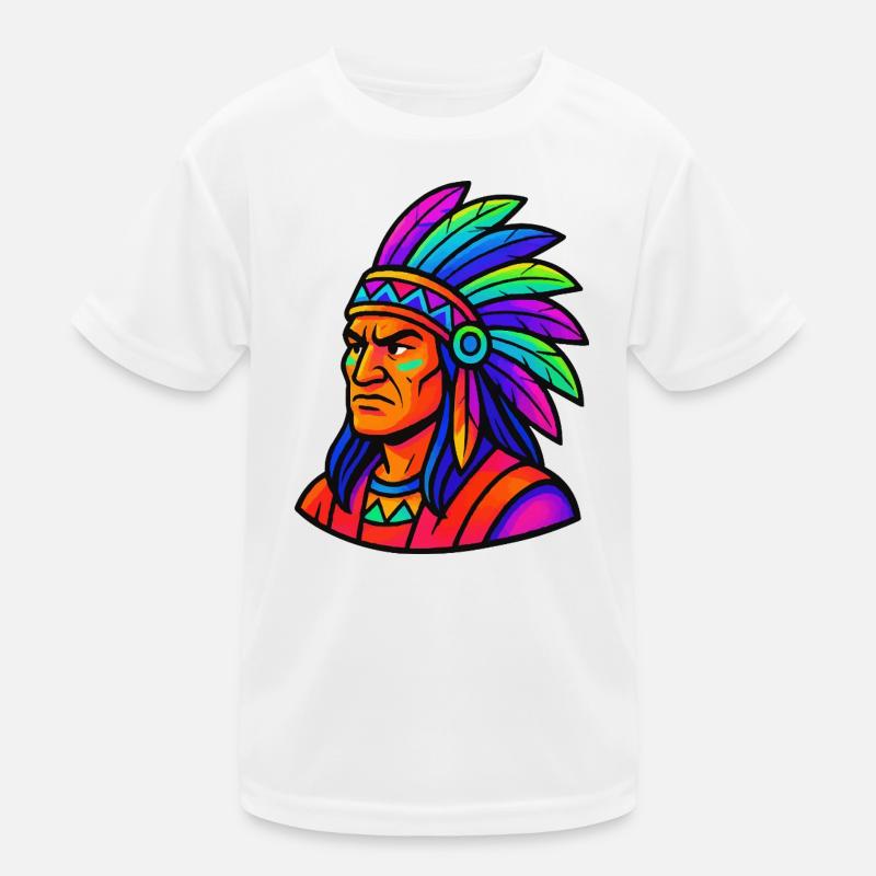 Häuptling Indianer Comic Kinder Funktions-T-Shirt