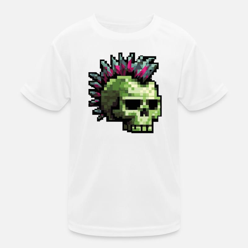 Pixel Punk Skull Kids Functional T-Shirt