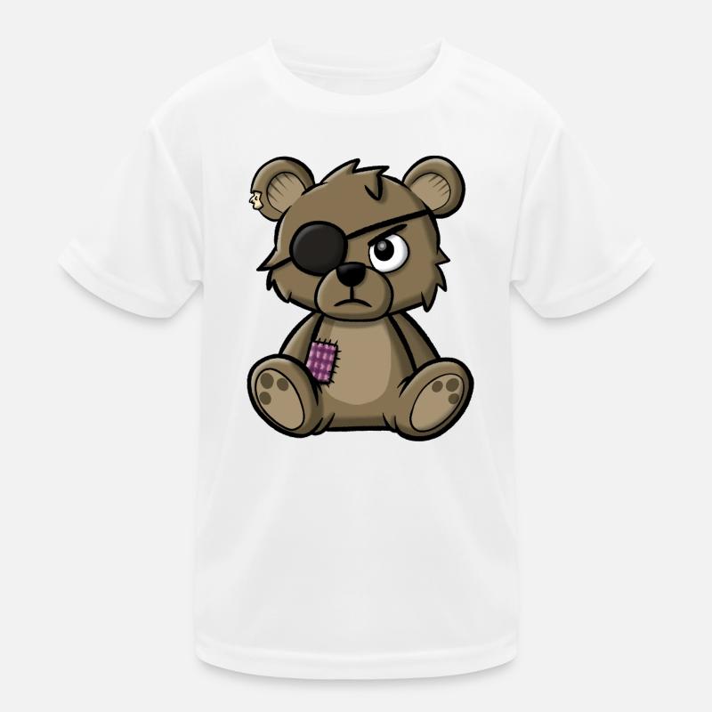 Teddy bear with eye patch - Kids Functional T-Shirt - white