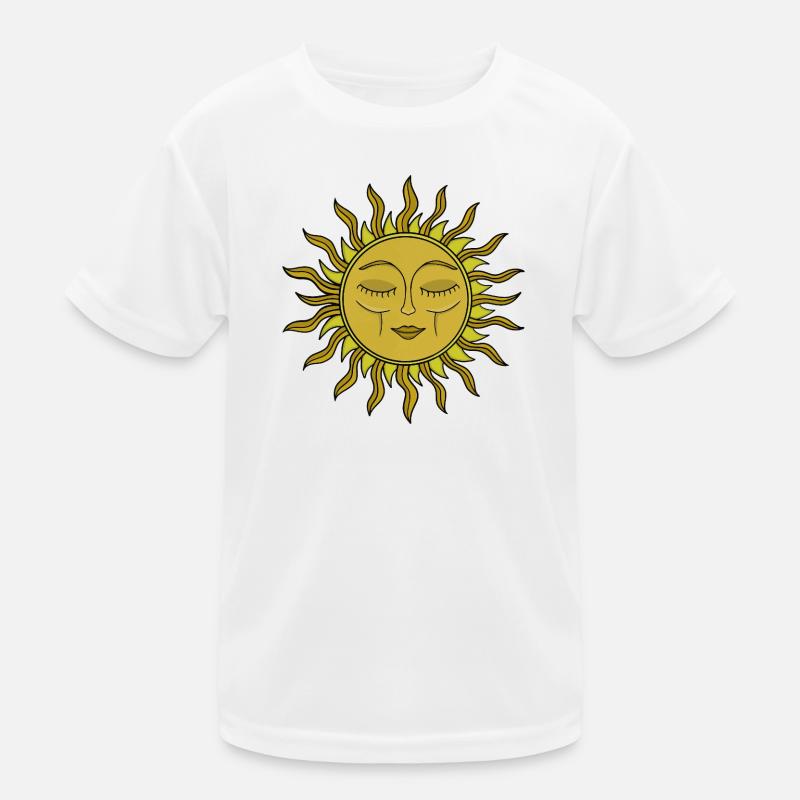 Vintage-Kunst im mystischen Boho-Stil mit himmlischer Sonne Kinder Funktions-T-Shirt
