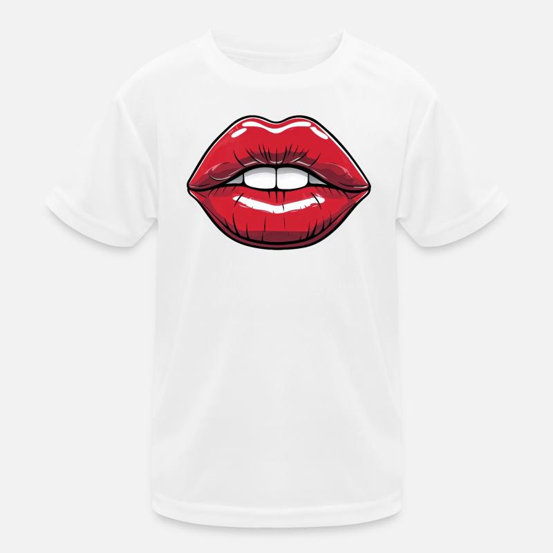 Lèvres embrassables Style bande dessinée rouge à lèvres T-shirt sport Enfant