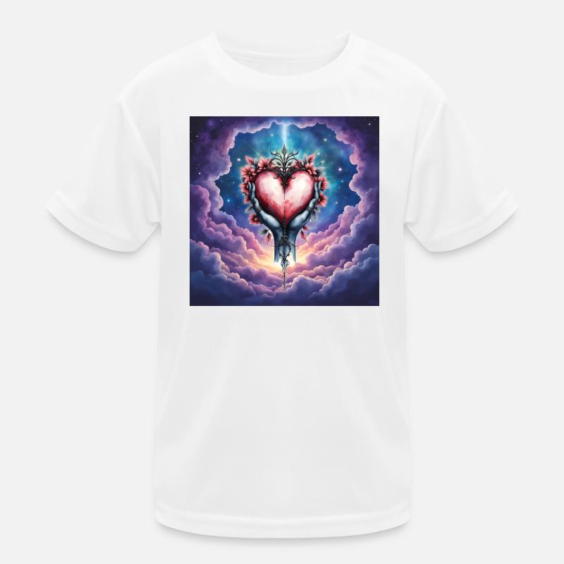Ätherische Hände halten ein blumiges Herz Kinder Funktions-T-Shirt