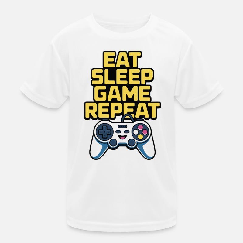 Eat Sleep Game Repeat Kids Functional T-Shirt