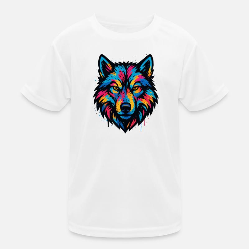 Neonwolf Kopf Kunst Kinder Funktions-T-Shirt