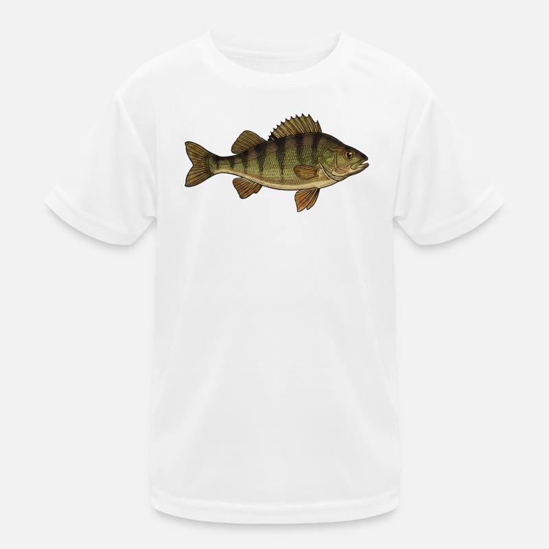 Realistic Perch Fish Vector Kids Functional T-Shirt