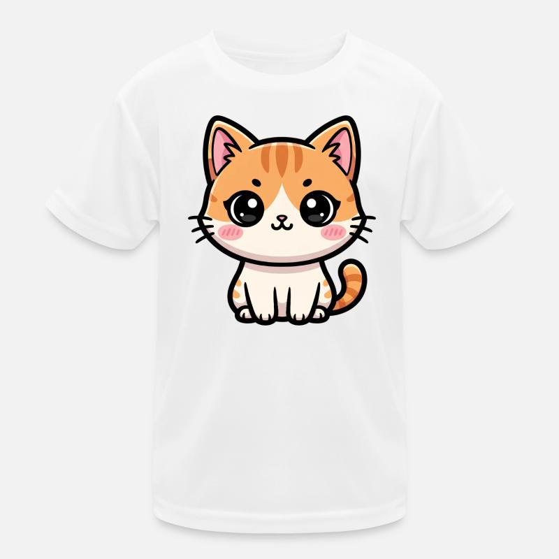 Chibi Tabby Kitten Tee Art - Kids Functional T-Shirt - white