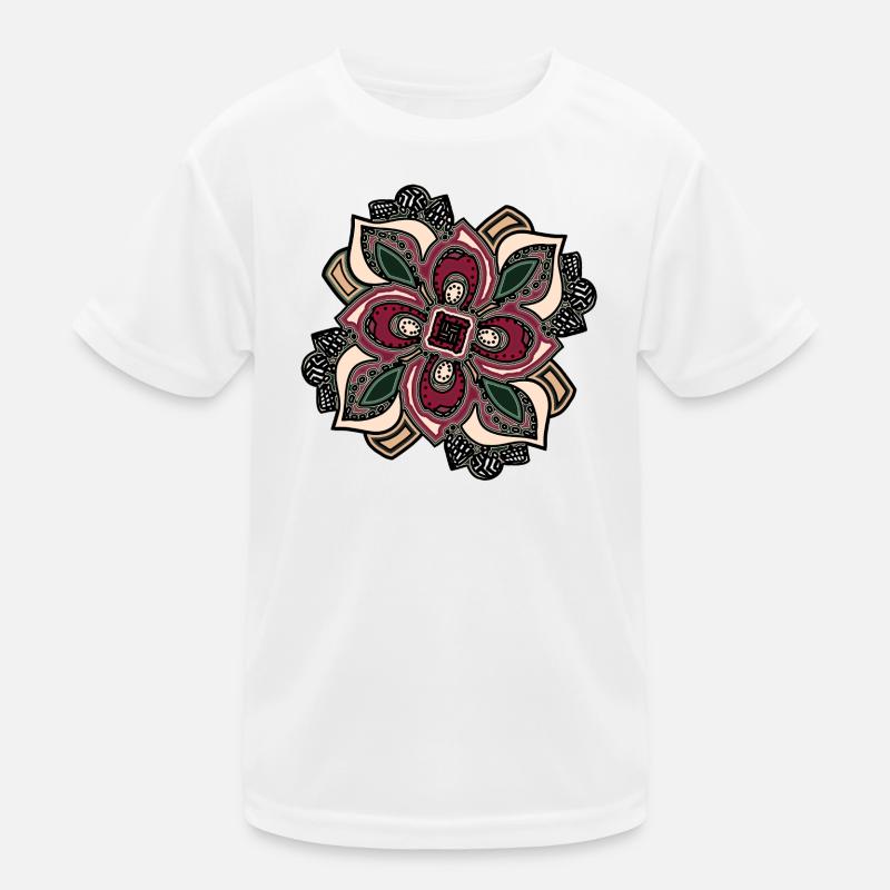 Boho Mandala-Blüte Pink Grün Kinder Funktions-T-Shirt