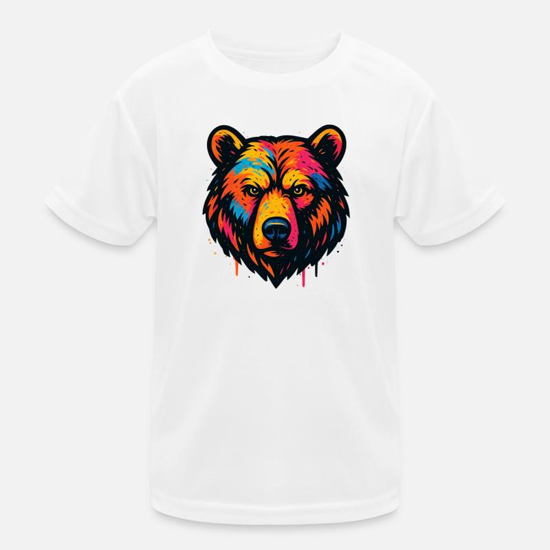 Estampe colorée de tête d’ours T-shirt sport Enfant