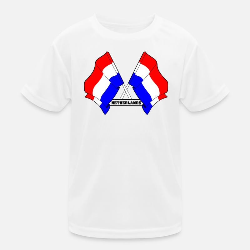 Netherlands Crossed Flags Kids Functional T-Shirt