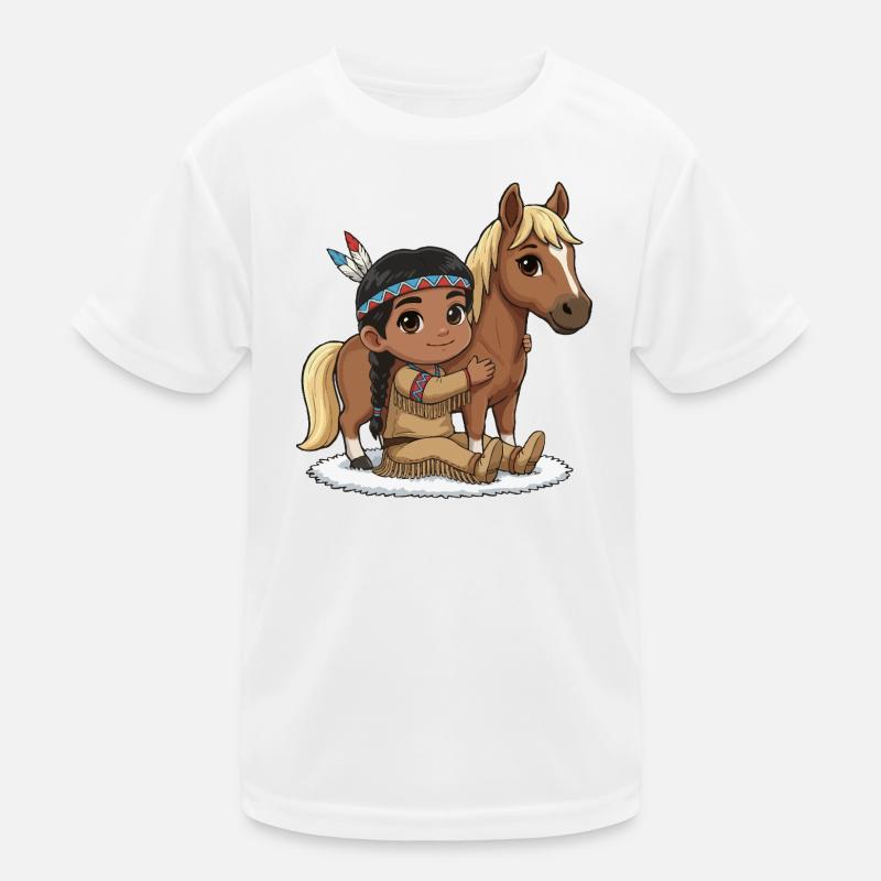 Enfant indien avec un cheval T-shirt sport Enfant