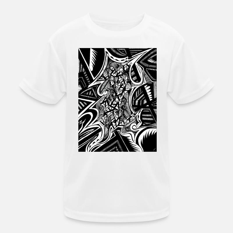 Black and White Abstract Design No. 1 Kids Functional T-Shirt
