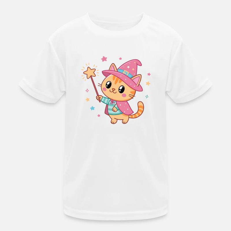 Chat Sorcier Étoilé Magicien T-shirt sport Enfant