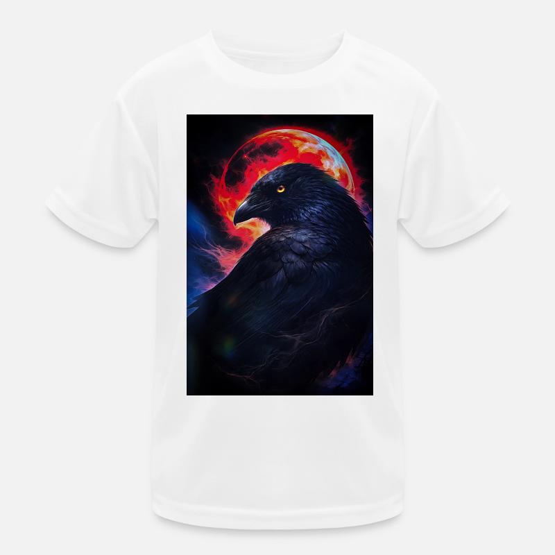 Corbeau devant la lune de feu T-shirt sport Enfant