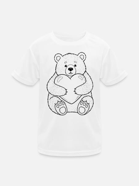 Teddybär mit Herz – kuschelige Liebe - Kinder Funktions-T-Shirt - Weiß - Vorne