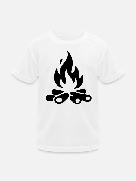 Lagerfeuer Brennholz - Kinder Funktions-T-Shirt - Weiß - Vorne