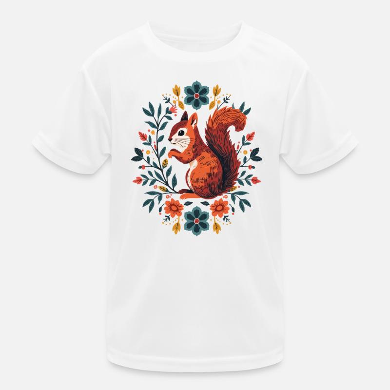 Écureuil dans une couronne de fleurs T-shirt sport Enfant
