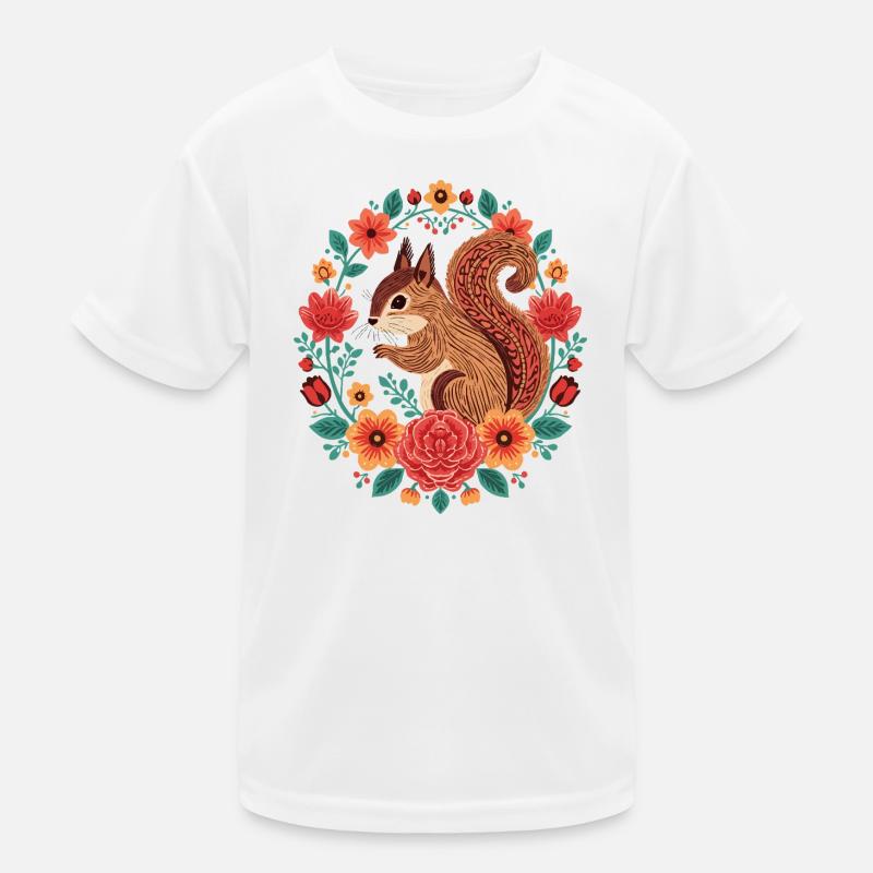 Squirrel in the Flower Circle Kids Functional T-Shirt