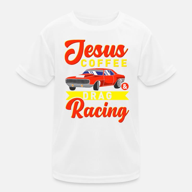 Jesus Coffee et conception de voitures musclées pour la course de dragsters T-shirt sport Enfant