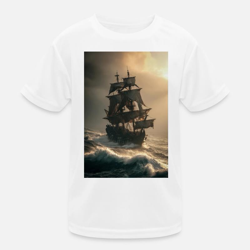 Sturmgewehrte Galleone bei Tagesanbruch Kinder Funktions-T-Shirt