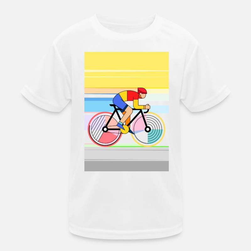 Geometric Cyclist in Color Block Style Kids Functional T-Shirt