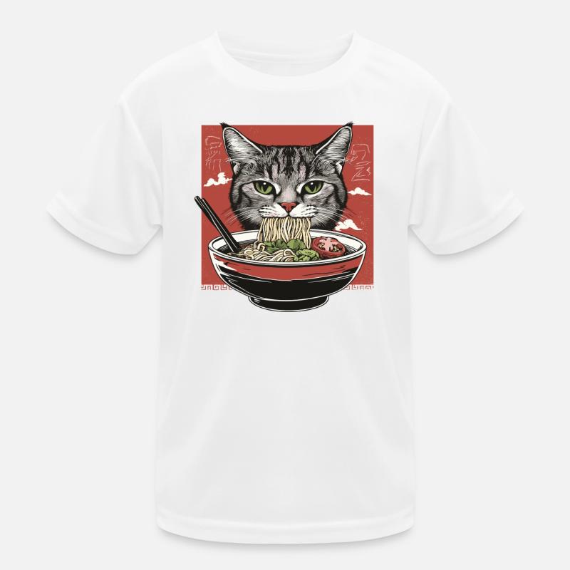 Katze mit Ramen Kinder Funktions-T-Shirt