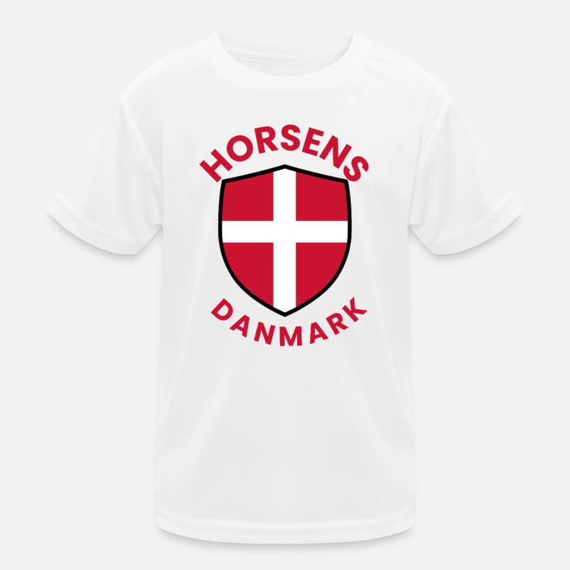 Horsens-Schild mit Dannebrog Kinder Funktions-T-Shirt