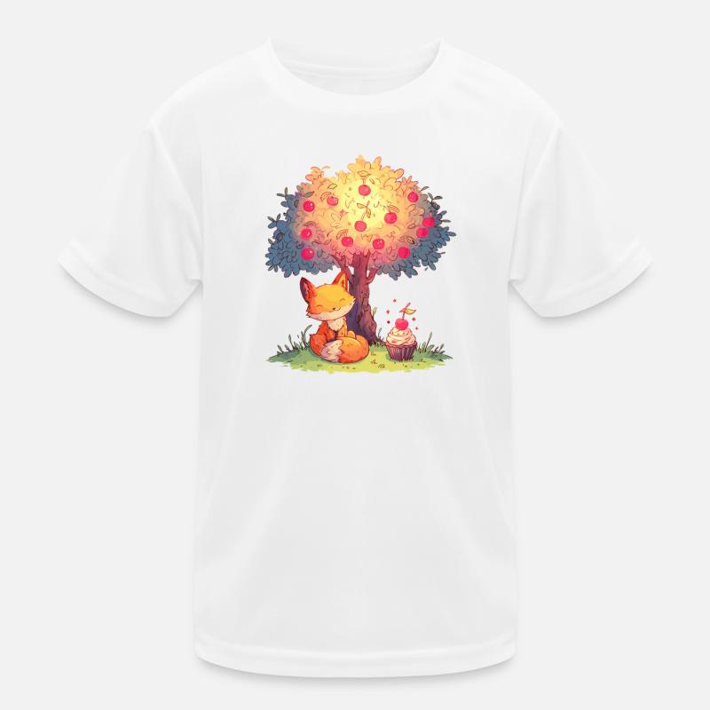 Fuchs am Apfelbaum mit Cupcake Kinder Funktions-T-Shirt