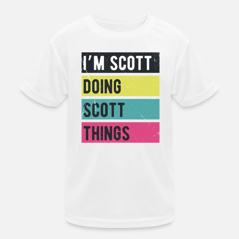 Ich bin Scott und mache Scott Things Retro Colors Kinder Funktions-T-Shirt