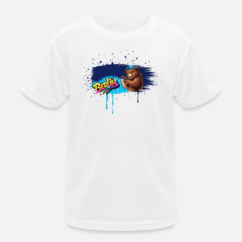 Berlin Graffiti Bear with Spray Can Street Art Kids Functional T-Shirt